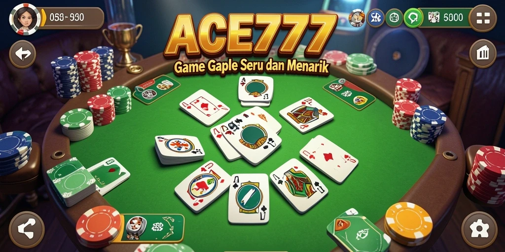 Tampilan screenshot utama ACE777 dengan gameplay Gaple yang mengasyikkan.