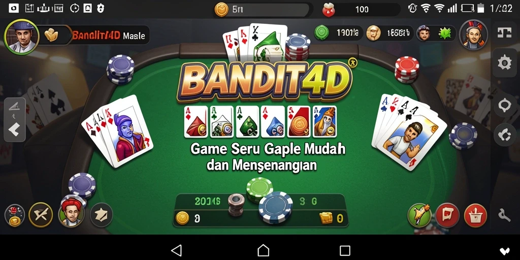 Tampilan gameplay BANDIT4D yang seru dan penuh strategi Gaple.