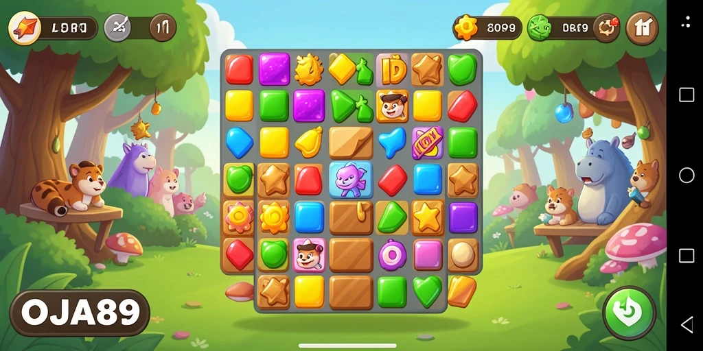 Screenshot OJA89 menunjukkan grafis cerah dan gameplay menarik.