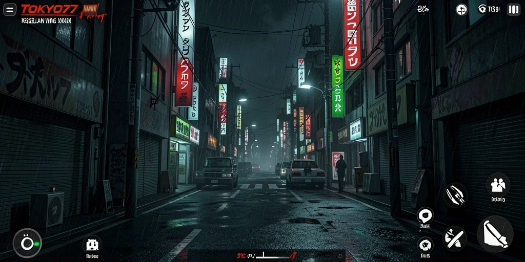 Tangkapan layar gameplay TOKYO77 menampilkan atmosfer Horror yang menegangkan.